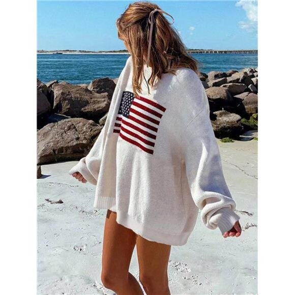 USA American Flag Design Sweater - Picture 1 of 8